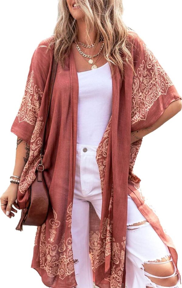 Spicy Sandia Kimonos for Women Floral Beach Cover Up Loose Swimsuit Bathing Suit Coverup Cardigan for Summer Swimwear