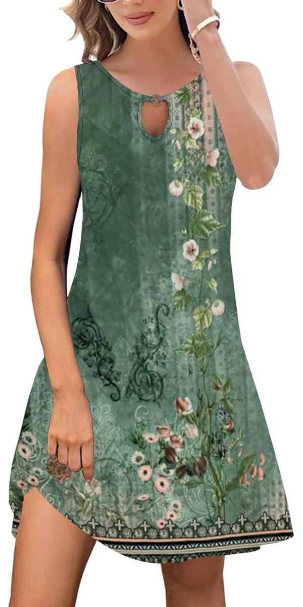 Summer Dresses for Women 2024 Trendy Boho Floral Print Beach Cover Up Casual Spring Sleeveless Sundresses