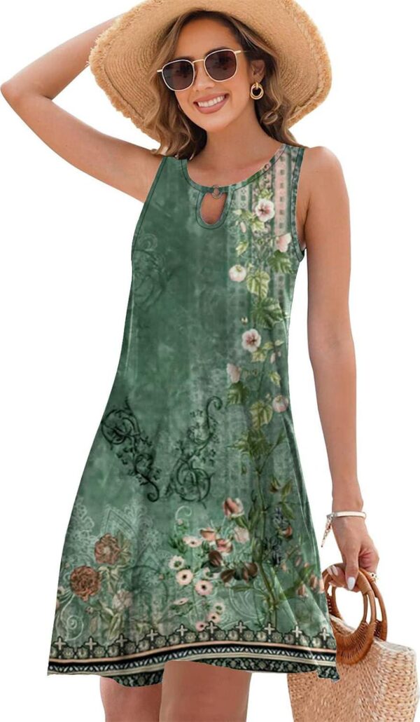 Summer Dresses for Women 2024 Trendy Boho Floral Print Beach Cover Up Casual Spring Sleeveless Sundresses - Image 2