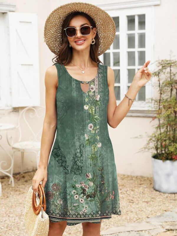 Summer Dresses for Women 2024 Trendy Boho Floral Print Beach Cover Up Casual Spring Sleeveless Sundresses - Image 5