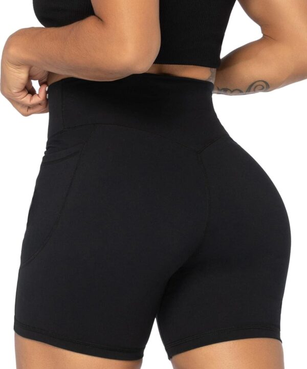 Sunzel No Front Seam Biker Shorts for Women with Pockets, Yoga Workout Gym Bike Shorts with Tummy Control - Image 4