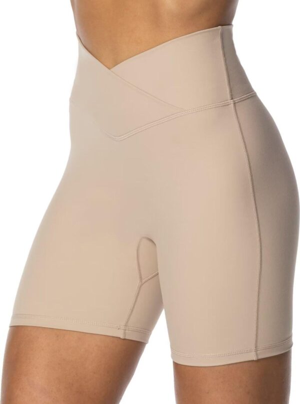 Sunzel Softmax Crossover Biker Shorts for Women, V Criss Cross High Waist Yoga Workout Gym Shorts with Tummy Control - Image 3