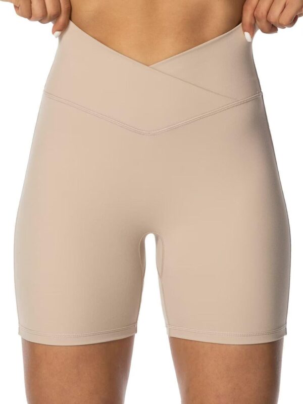 Sunzel Softmax Crossover Biker Shorts for Women, V Criss Cross High Waist Yoga Workout Gym Shorts with Tummy Control