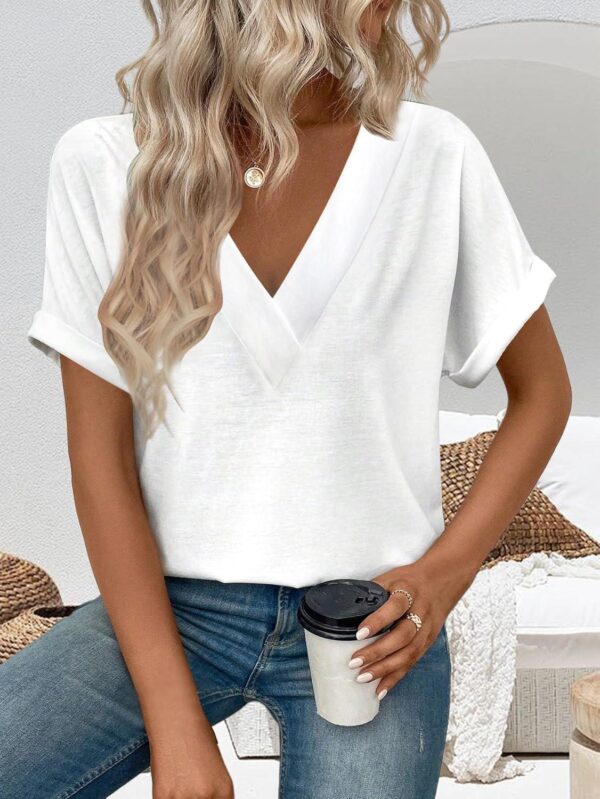 T Shirts Short Sleeve V Neck Tees Womens Fashion Tops Trendy Lightweight Soft 2024 Casual Summer Spring Outfits - Image 4