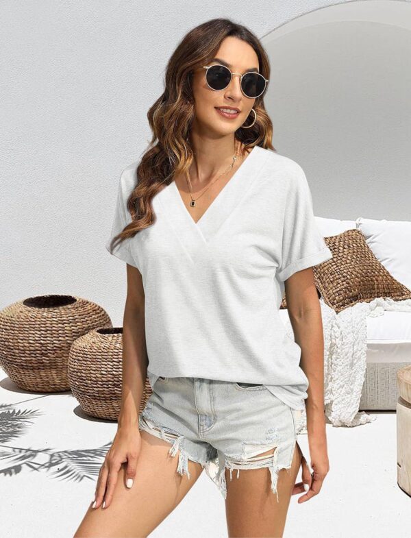 T Shirts Short Sleeve V Neck Tees Womens Fashion Tops Trendy Lightweight Soft 2024 Casual Summer Spring Outfits - Image 6