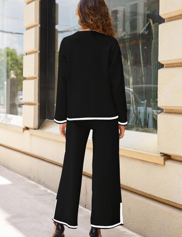 Tanming Women's 2 Piece Outfits Long Sleeve Knit Sweater Top Wide Leg Pants Lounge Sets Tracksuits - Image 6