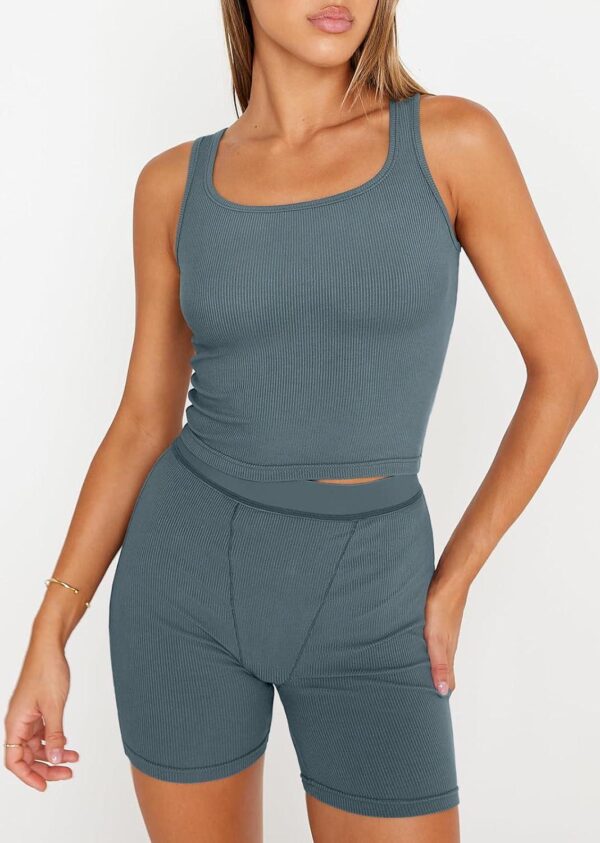 Trendy Queen 2 Piece Lounge Sets for Women Matching Workout Set Cropped Tank Tops and High Waist Yoga Leggings Active Wear - Image 2