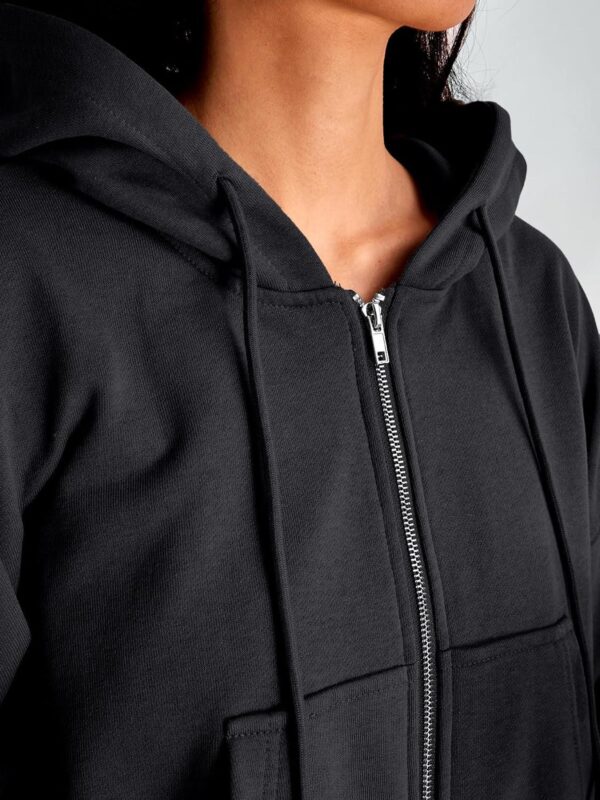 Trendy Queen Hoodies for Women Full Zip Up Cropped Sweatshirts Casual Hooded Pullover Sweaters Tops Fall Winter Clothes 2024 - Image 4