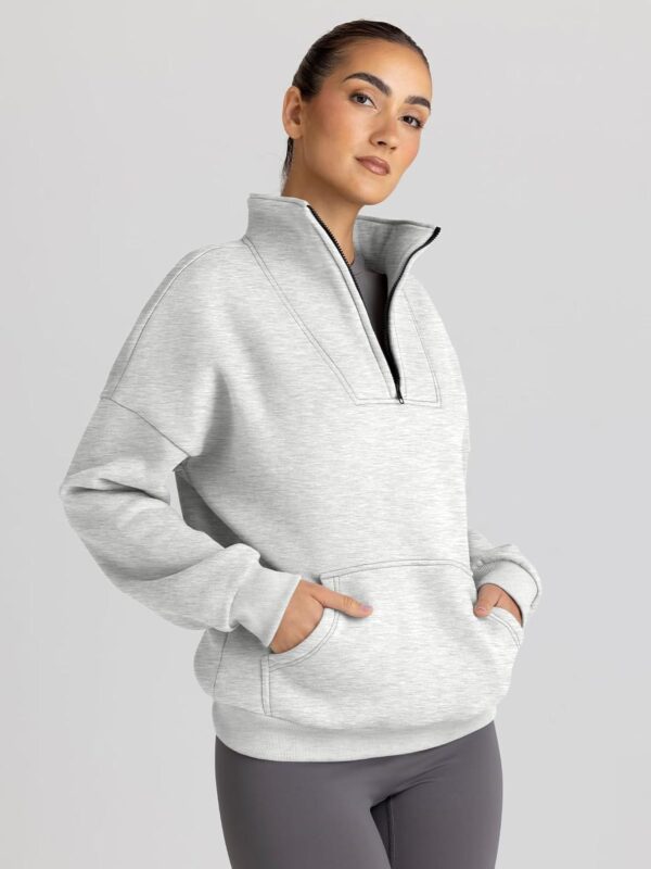 Trendy Queen Sweatshirts Half Zip Pullover Quarter Zip Oversized Hoodies Sweaters Fall Outfits 2024 Y2K Winter Clothes - Image 2