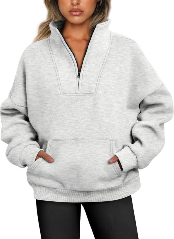 Trendy Queen Sweatshirts Half Zip Pullover Quarter Zip Oversized Hoodies Sweaters Fall Outfits 2024 Y2K Winter Clothes