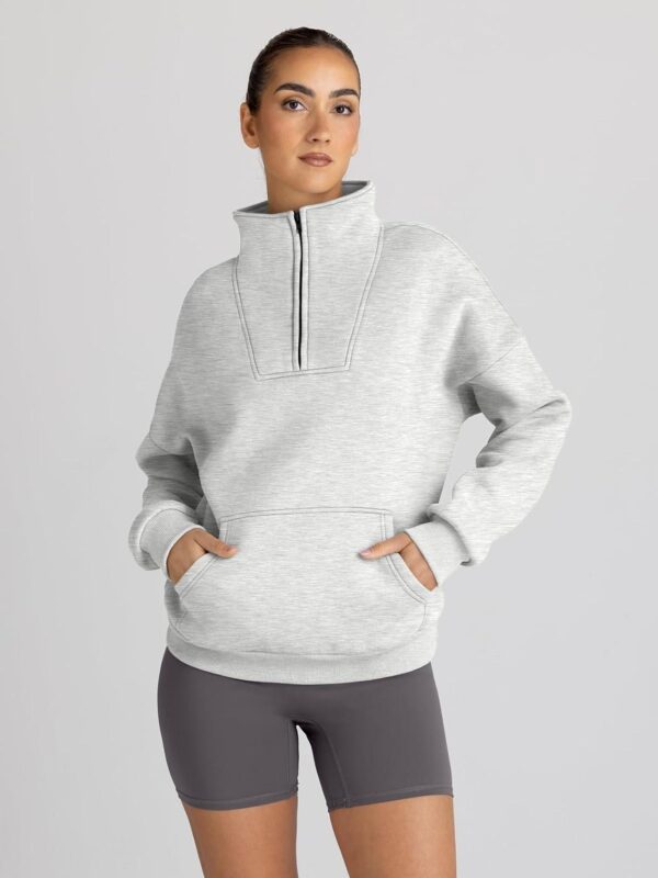Trendy Queen Sweatshirts Half Zip Pullover Quarter Zip Oversized Hoodies Sweaters Fall Outfits 2024 Y2K Winter Clothes - Image 4