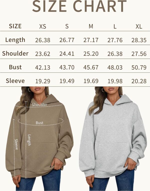 Trendy Queen Womens Hoodies Oversized Sweatshirts Checkered Ribbed Sweaters Fleece Pullover Fall Fashion Clothes with Pockets - Image 6