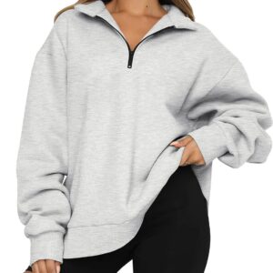 Trendy Queen Womens Oversized Sweatshirts Hoodies Half Zip Pullover Fall Fashion Outfits 2024 Y2k Clothes