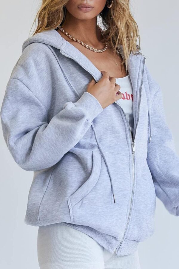 Trendy Queen Womens Zip Up Hoodies Long Sleeve Sweatshirts Fall Outfits Oversized Sweaters Casual Fashion Jackets - Image 2