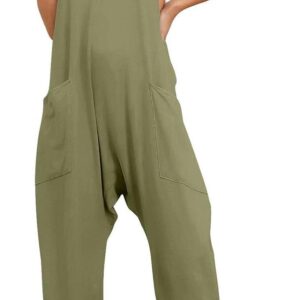 Trendy Queen Womens Jumpsuits Casual Summer Onesie Rompers Sleeveless Loose Baggy Overalls Jumpers with Pockets 2024 Clothes