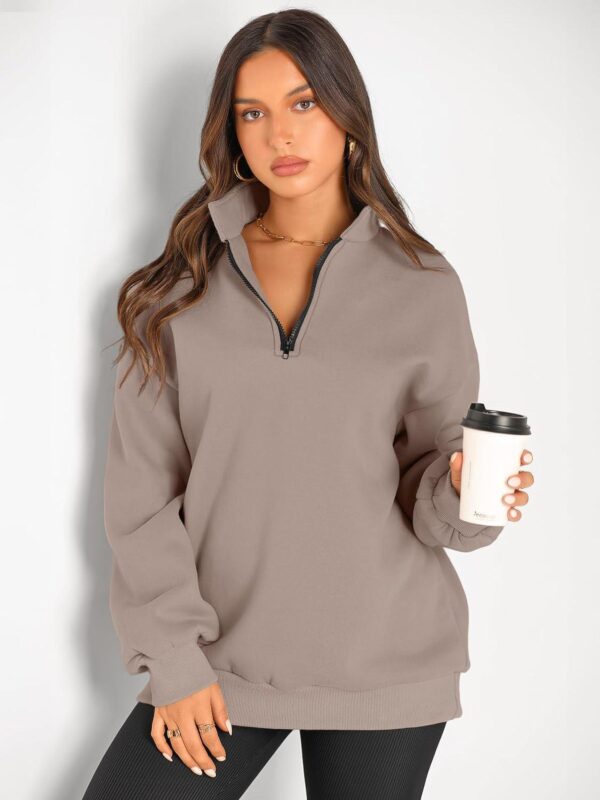 Trendy Queen Womens Oversized Sweatshirts Hoodies Half Zip Pullover Fall Fashion Outfits 2024 Y2k Clothes - Image 2