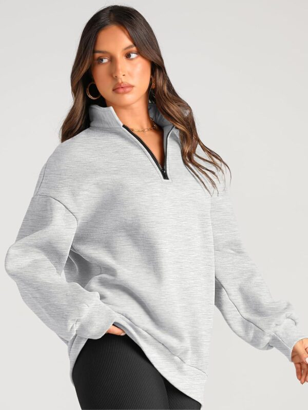 Trendy Queen Womens Oversized Sweatshirts Hoodies Half Zip Pullover Fall Fashion Outfits 2024 Y2k Clothes - Image 3