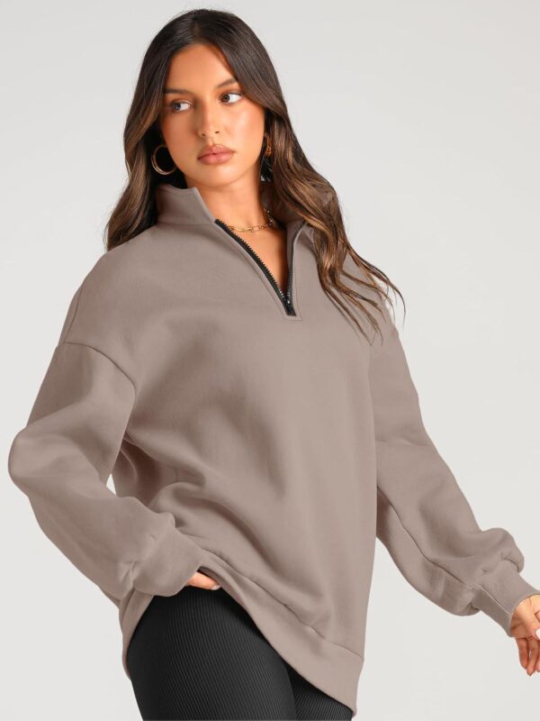 Trendy Queen Womens Oversized Sweatshirts Hoodies Half Zip Pullover Fall Fashion Outfits 2024 Y2k Clothes - Image 3