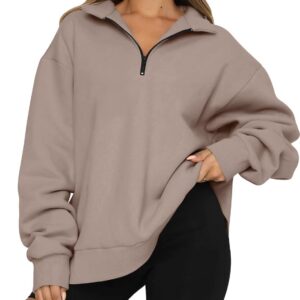 Trendy Queen Womens Oversized Sweatshirts Hoodies Half Zip Pullover Fall Fashion Outfits 2024 Y2k Clothes
