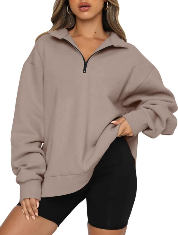Trendy Queen Womens Oversized Sweatshirts Hoodies Half Zip Pullover Fall Fashion Outfits 2024 Y2k Clothes