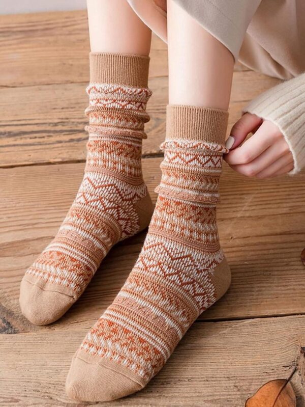 Verdusa Women's 6pairs Floral Plaid Print Crew Socks - Image 3