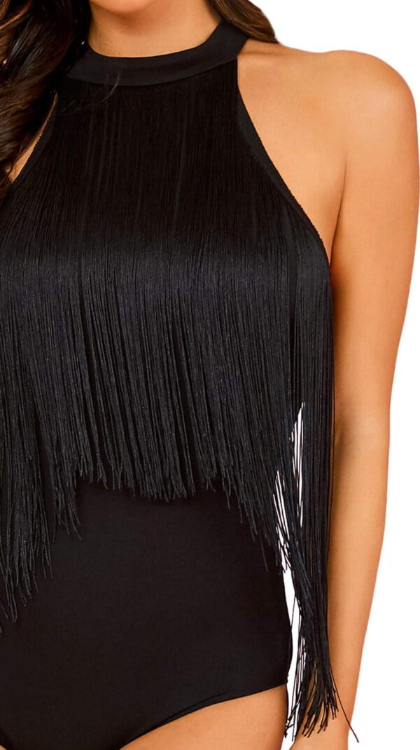 Verdusa Women's Fringe Trim Sleeveless Bodycon Halter Bodysuit Top - Image 5