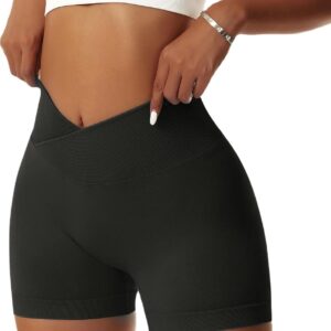 Vertvie Women's Workout Gym Shorts Booty V Cross Spandex Yoga Biker Shorts Scrunch Butt High Waisted Athletic Leggings