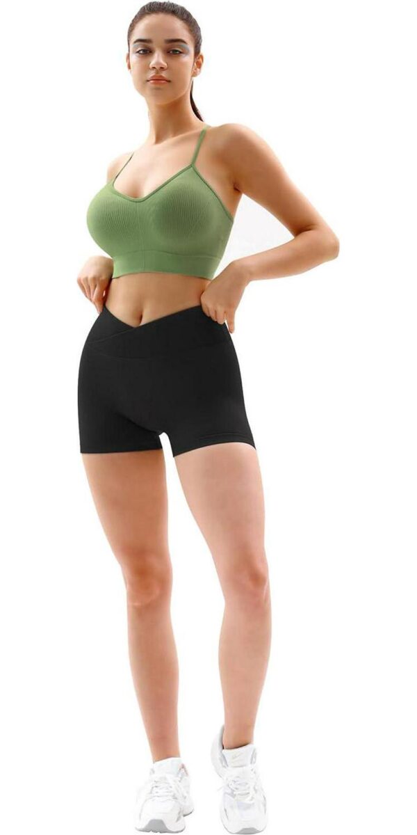 Vertvie Women's Workout Gym Shorts Booty V Cross Spandex Yoga Biker Shorts Scrunch Butt High Waisted Athletic Leggings - Image 4