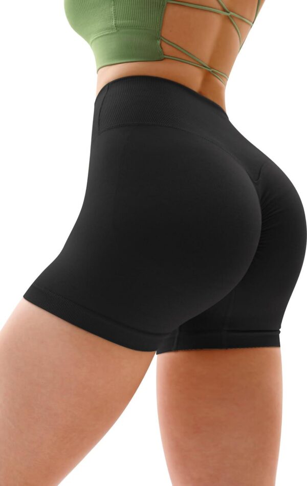 Vertvie Women's Workout Gym Shorts Booty V Cross Spandex Yoga Biker Shorts Scrunch Butt High Waisted Athletic Leggings - Image 2
