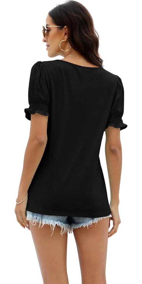 WIHOLL Tops for Women Summer Casual Ruffle Trim Sleeve Square Neck T Shirts - Image 4