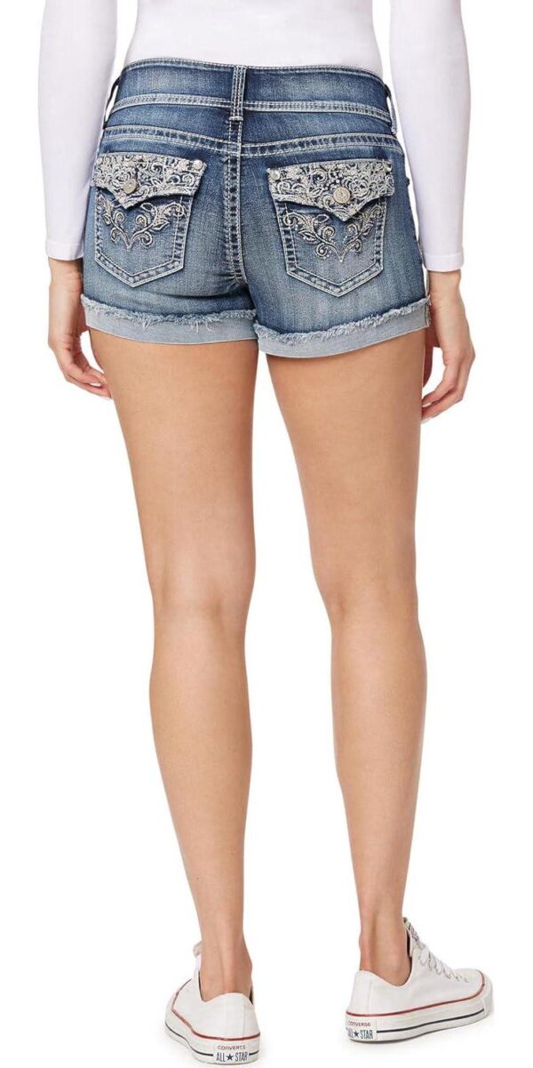 WallFlower Women's Luscious Curvy Denim Shorts Mid-Rise Bling and Belted Insta Stretch Juniors (Standard and Plus) - Image 2