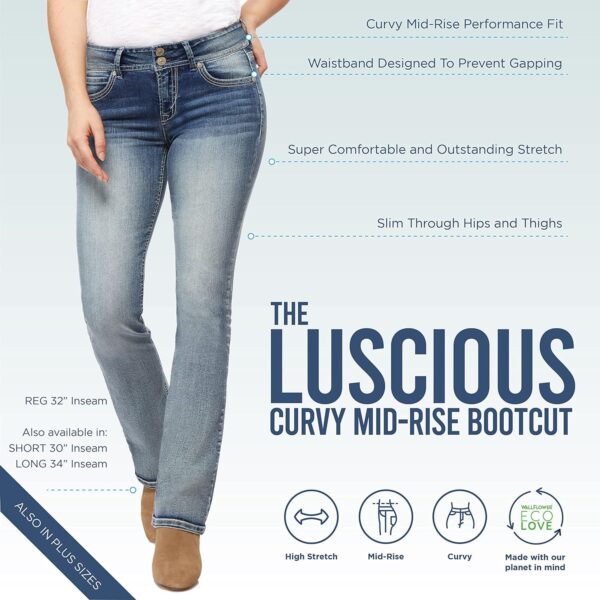 WallFlower Women's Luscious Curvy Bootcut Mid-Rise Insta Stretch Juniors Jeans (Standard and Plus) - Image 4