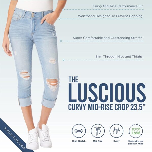 WallFlower Women's Luscious Curvy 23.5'' Crop Mid-Rise Insta Stretch Juniors (Standard and Plus) - Image 4