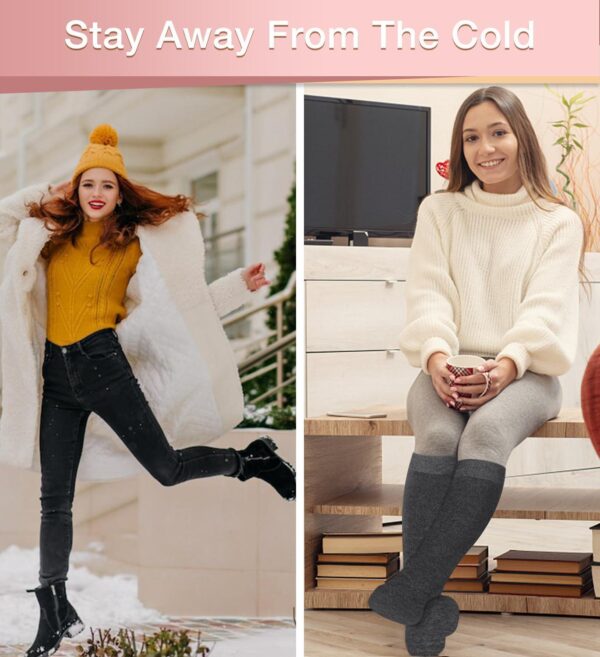 Warm Socks for Women (Knee High) Thermal Boot Socks for Winter, Running, Hiking, Gifts, Thick Socks for Cold Weather - Image 2