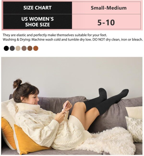 Warm Socks for Women (Knee High) Thermal Boot Socks for Winter, Running, Hiking, Gifts, Thick Socks for Cold Weather - Image 5