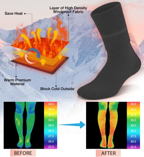 Warm Socks for Women (Knee High) Thermal Boot Socks for Winter, Running, Hiking, Gifts, Thick Socks for Cold Weather - Image 4