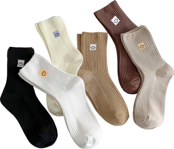 Women Cute Ankle Socks (5 Pairs) Aesthetic Ruffle Socks Neutral Cotton Socks for Women Granola Girls Size 5-8