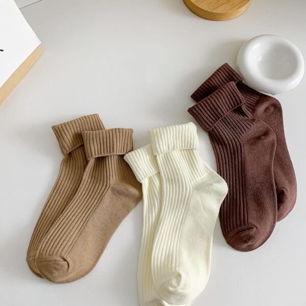 Women Cute Ankle Socks (5 Pairs) Aesthetic Ruffle Socks Neutral Cotton Socks for Women Granola Girls Size 5-8 - Image 3