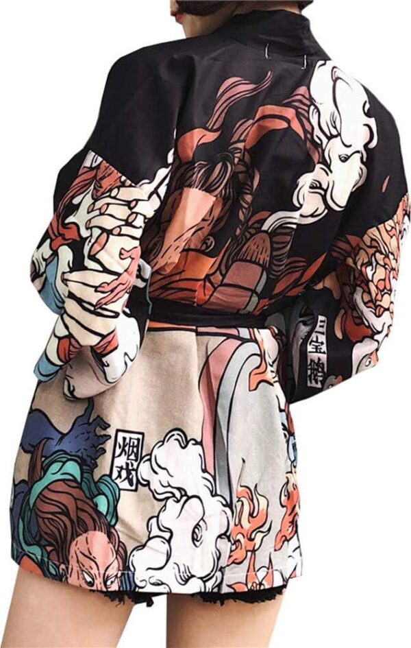 Women Japanese Kimono Cardigan Coat Yukata Outwear Tops Vintage Japanese Style - Image 4