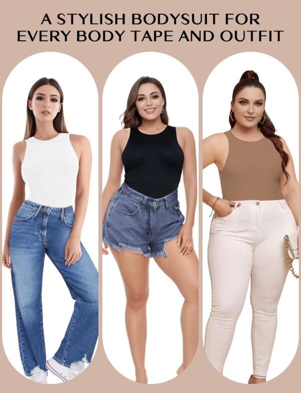 Women's Crew Neck Sleeveless Bodysuits Racerback Halter Tank Top Body Suits for Women - Image 7