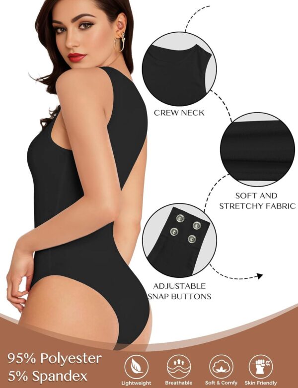 Women's Crew Neck Sleeveless Bodysuits Racerback Halter Tank Top Body Suits for Women - Image 2
