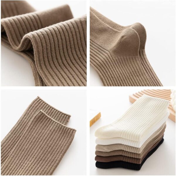 Women s Cute Cotton Crew Socks Neutral Aesthetic Slouchy Boot Dress Socks Women Girls Granola Essentials - Image 5