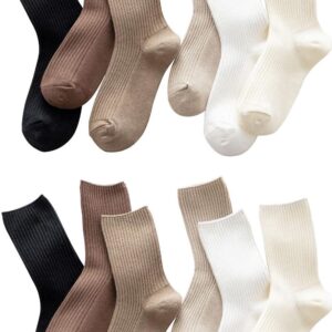 Women s Cute Cotton Crew Socks Neutral Aesthetic Slouchy Boot Dress Socks Women Girls Granola Essentials
