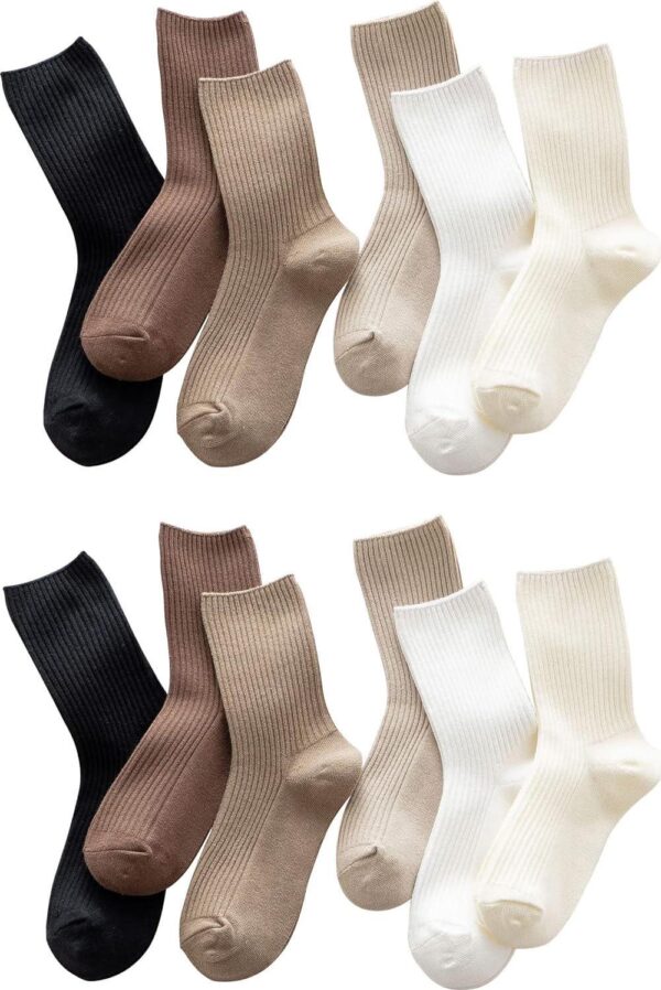 Women s Cute Cotton Crew Socks Neutral Aesthetic Slouchy Boot Dress Socks Women Girls Granola Essentials