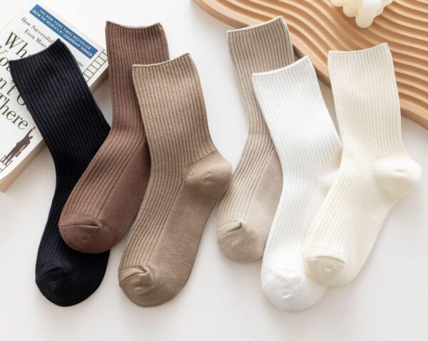 Women s Cute Cotton Crew Socks Neutral Aesthetic Slouchy Boot Dress Socks Women Girls Granola Essentials - Image 9
