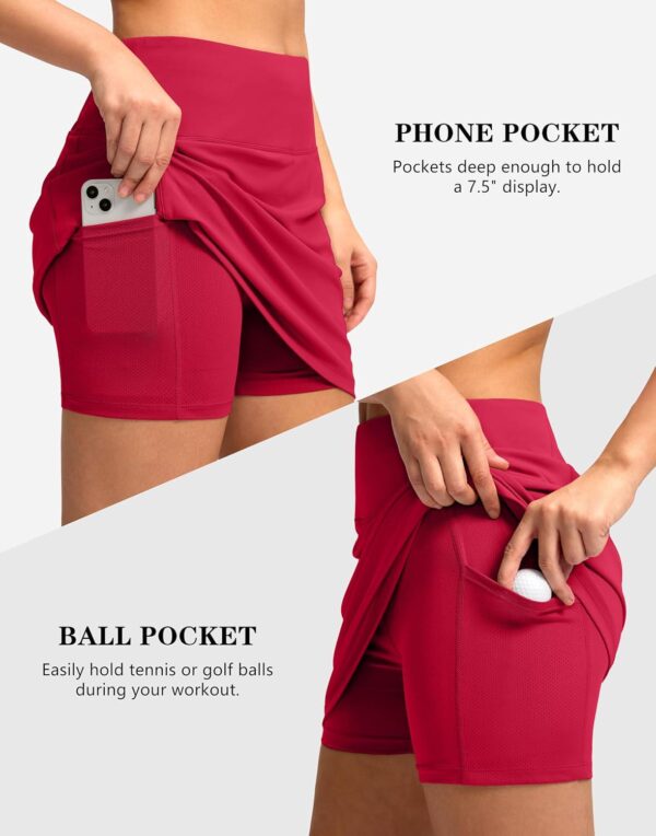 Women's Golf Skirts Skort 4 Side Pockets High Waisted Stretchy Tennis Skirt with Short Athletic Casual - Image 4