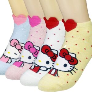 Women's Hello Kitty Cute Cotton Blend Ankle Socks Set, Lovely Kitty, One Size