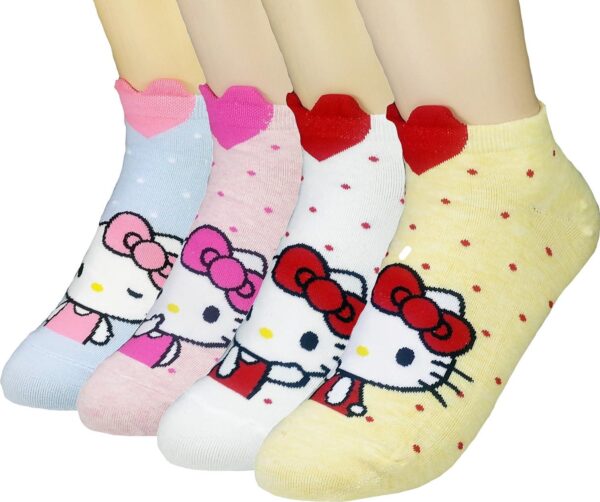 Women's Hello Kitty Cute Cotton Blend Ankle Socks Set, Lovely Kitty, One Size