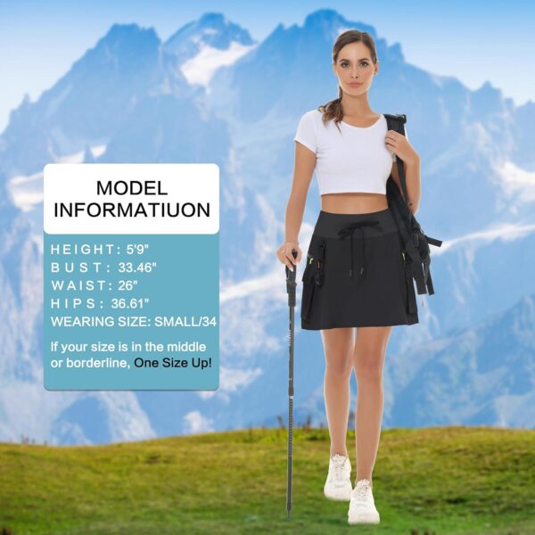 Women's Hiking Cargo Skort Skirt High Waisted Golf Dressy Casual with Zipper Pockets Workout Sport Quick Dry Skirts - Image 5