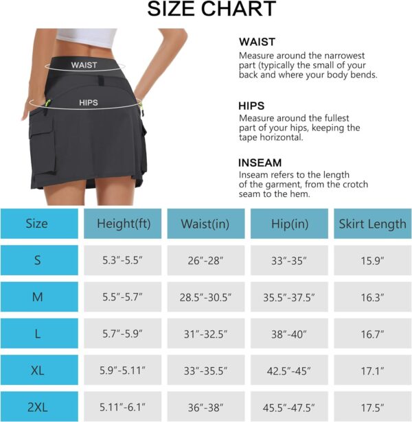 Women's Hiking Cargo Skort Skirt High Waisted Golf Dressy Casual with Zipper Pockets Workout Sport Quick Dry Skirts - Image 7